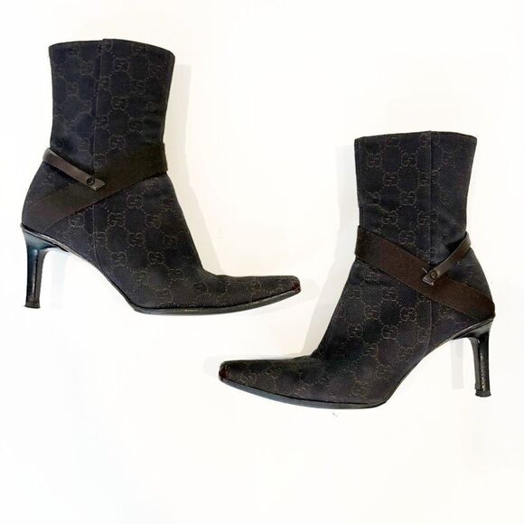Gucci Fabric Ankle Boots Cloth Size 7.5 Brown *FLAW - Picture 1 of 8
